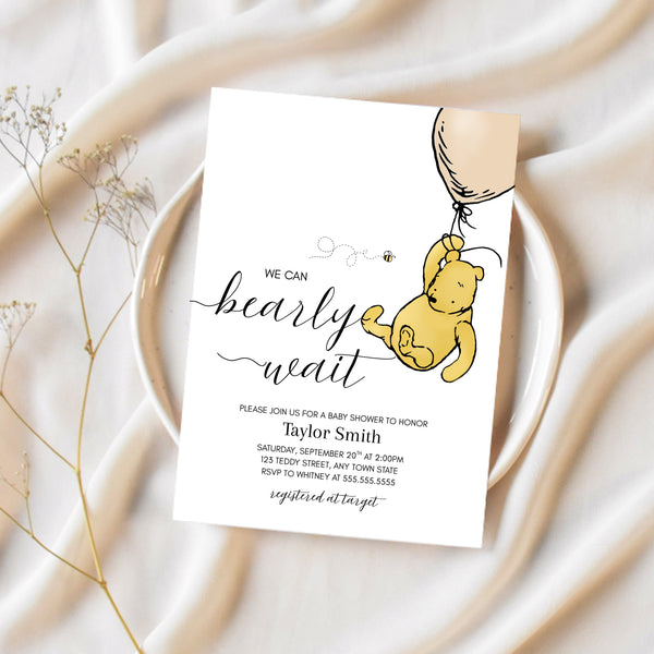 We Can Bearly Wait | Winnie The Pooh Baby Shower Invitations | Ollie + Hank