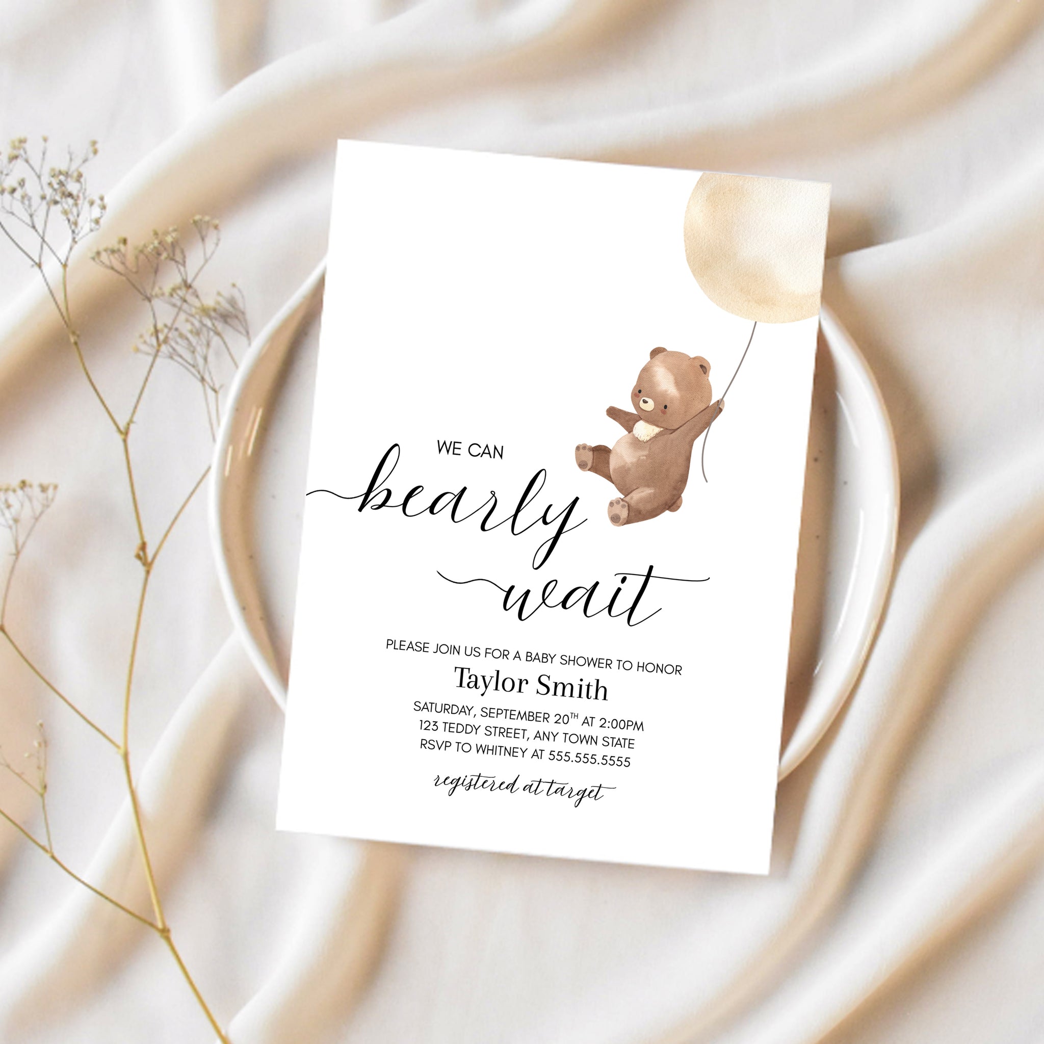 We Can Bearly Wait Invitations | Bear Baby Shower Invitations | Ollie + Hank