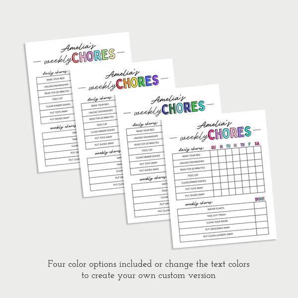 Chore Chart For Kids | Weekly Chore Chart Template | Ollie + Hank