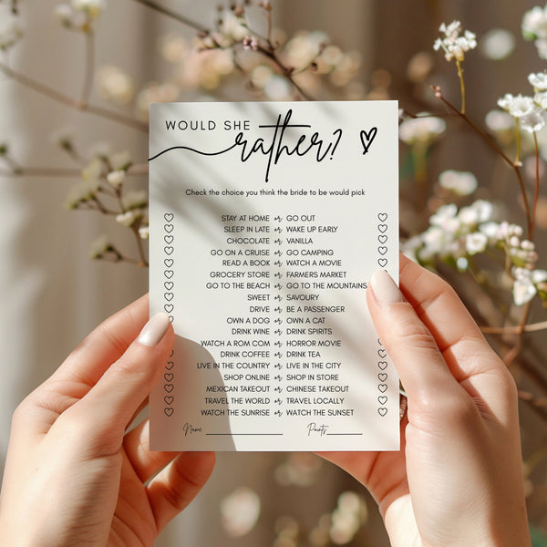 Would She Rather Bridal Shower Game | Who Knows The Bride Best | Ollie + Hank