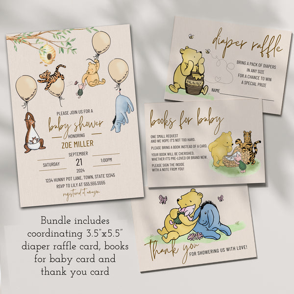 Winnie The Pooh Invitations Baby Shower | Editable | Printable | Ollie + Hank