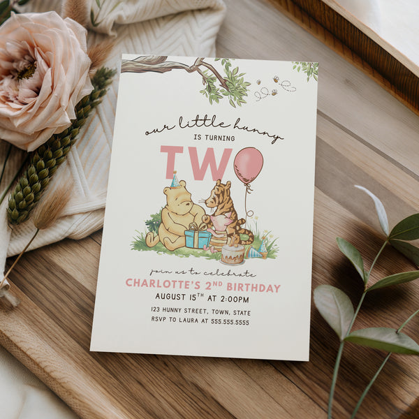 Winnie The Pooh Birthday Invitations | Winnie The Pooh Second Birthday | Ollie + Hank