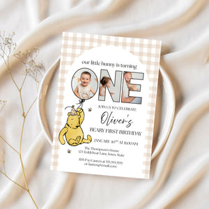 Winnie The Pooh 1st Birthday Invitations | Beary First Birthday | Ollie + Hank
