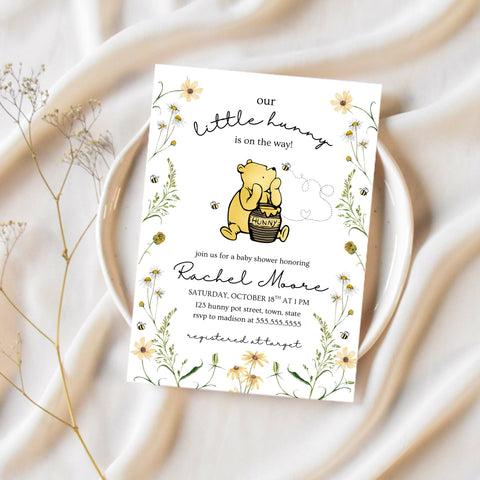 Winnie The Pooh Shower Invitations | Classic Winnie The Pooh Baby Shower | Ollie + Hank