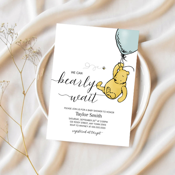 We Can Bearly Wait | Winnie The Pooh Baby Shower Invitations | Ollie + Hank