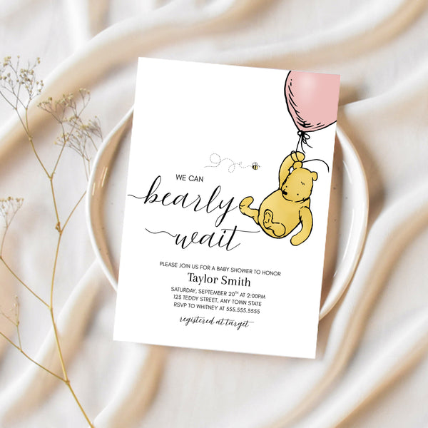 We Can Bearly Wait | Winnie The Pooh Baby Shower Invitations | Ollie + Hank