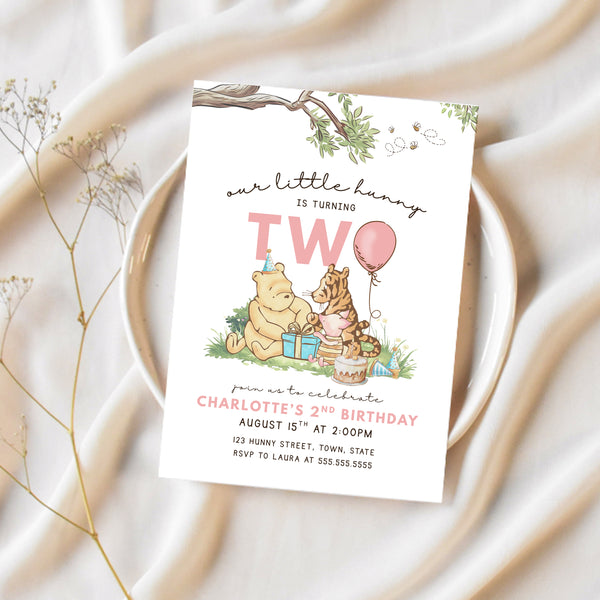 Winnie The Pooh Birthday Invitations | Winnie The Pooh Second Birthday | Ollie + Hank