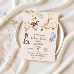 Winnie The Pooh Invitations Baby Shower | Editable | Printable | Ollie  + Hank