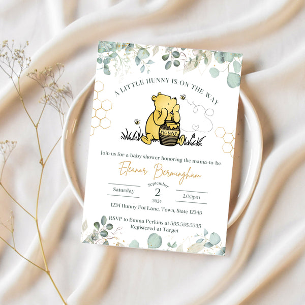 Winnie The Pooh Invitation Template | A Little Honey Is On The Way | Ollie + Hank