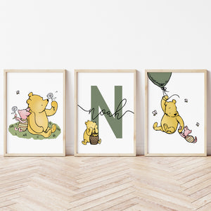 Winnie The Pooh Nursery Prints | Personalized Name Wall Art | Ollie + Hank
