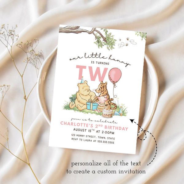 Winnie The Pooh Birthday Invitations | Winnie The Pooh Second Birthday | Ollie + Hank