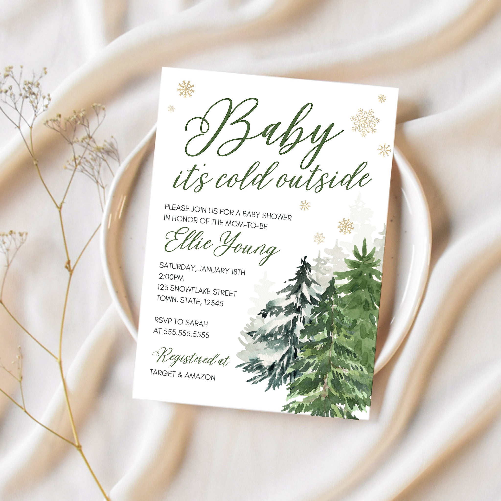 Winter Baby Shower Invitations | Baby It's Cold Outside Invitation | Ollie + Hank