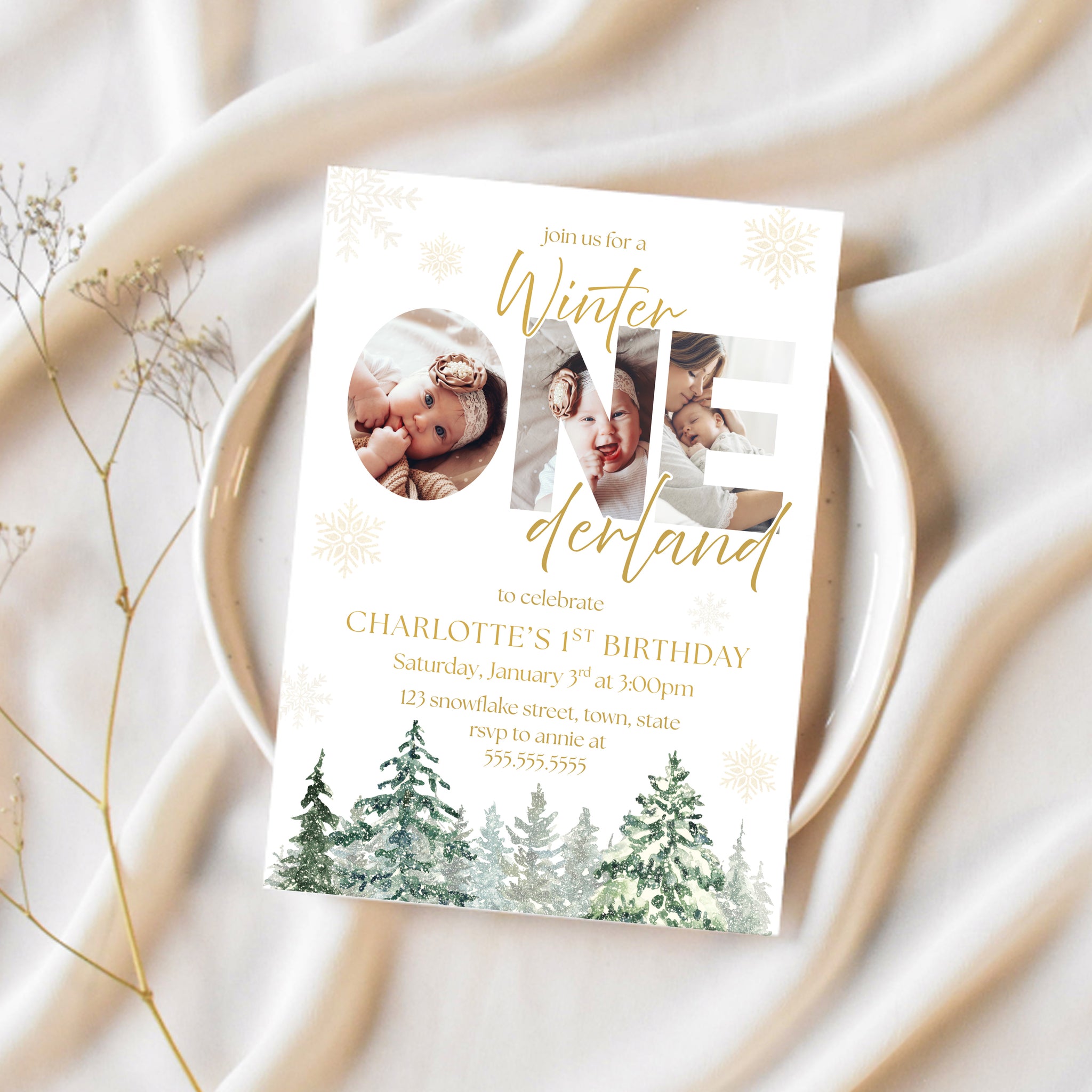 Winter Onederland Birthday Invitations | Winter Wonderland Birthday Party | Ollie + Hank