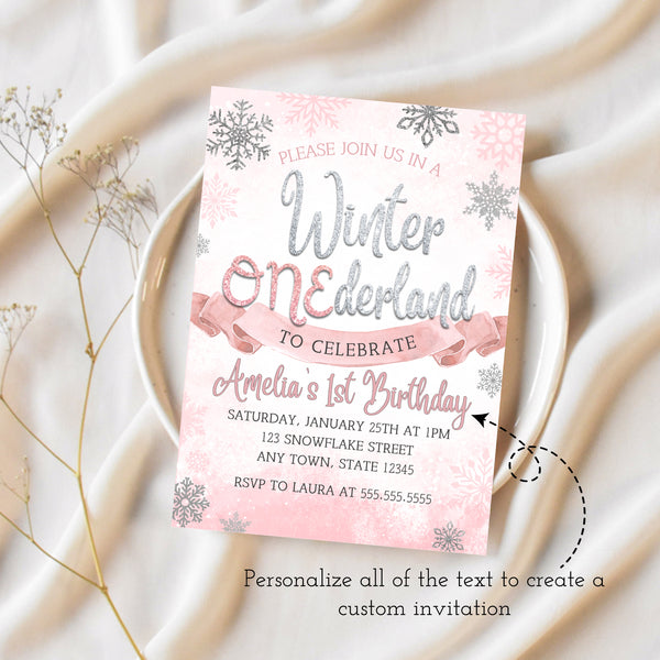 Winter Wonderland Invitation | Winter Onederland Birthday Invitations | Ollie + Hank