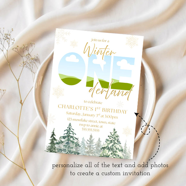 Winter Onederland Birthday Invitations | Winter Wonderland Birthday Party | Ollie + Hank