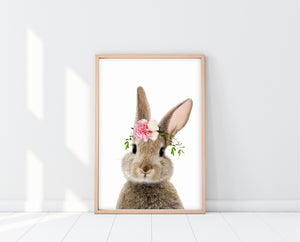 Nursery Girl Wall Art | Peek A Boo Bunny Print | Ollie + Hank  Edit alt text