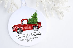 Personalized Family Christmas Ornament | Little Red Truck Ornament | Ollie  + Hank