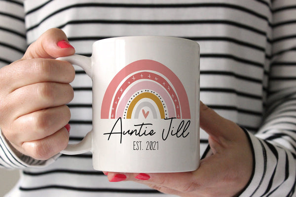 Auntie To Be Mug | Rainbow Aunt Mug | Ollie + Hank