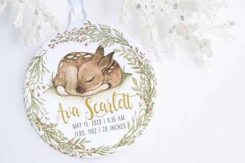 Baby's First Christmas Ornament Personalized | Woodland Baby Ornament | Ollie + Hank