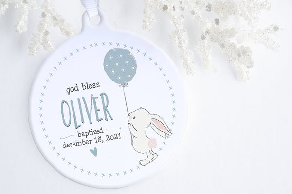 Baptism GIfts For Baby | Bunny Blessing Baptism Ornament | Ollie + Hank 