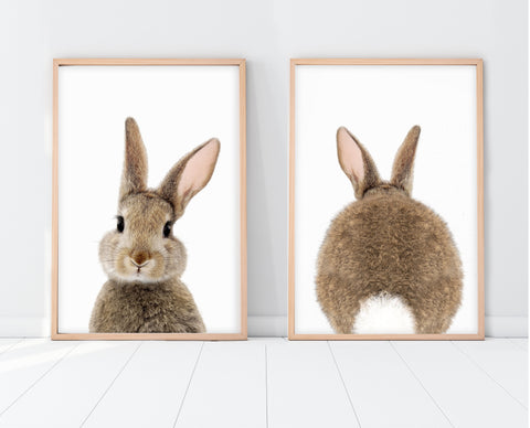 Bunny Decor For Nursery | PeekABoo Bunny Print Set | Ollie + Hank