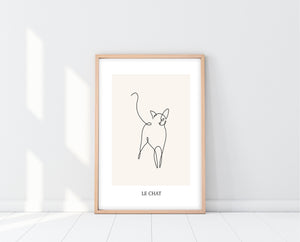 Cat Line Art | Le Chat Print | Ollie + Hank