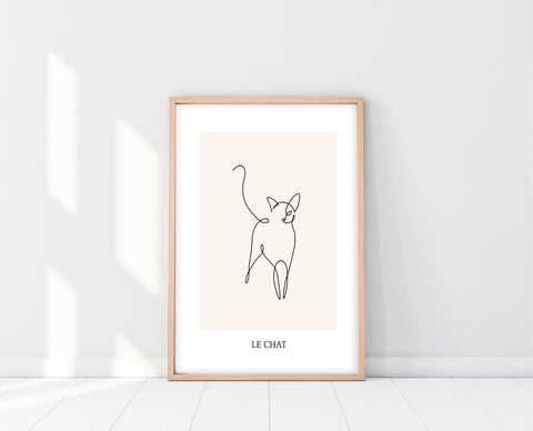 Cat Line Art | Le Chat Print | Ollie + Hank