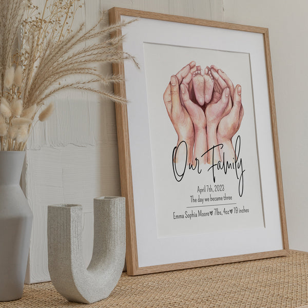 Personalised Family Print | Family Of Three Print | Ollie + Hank