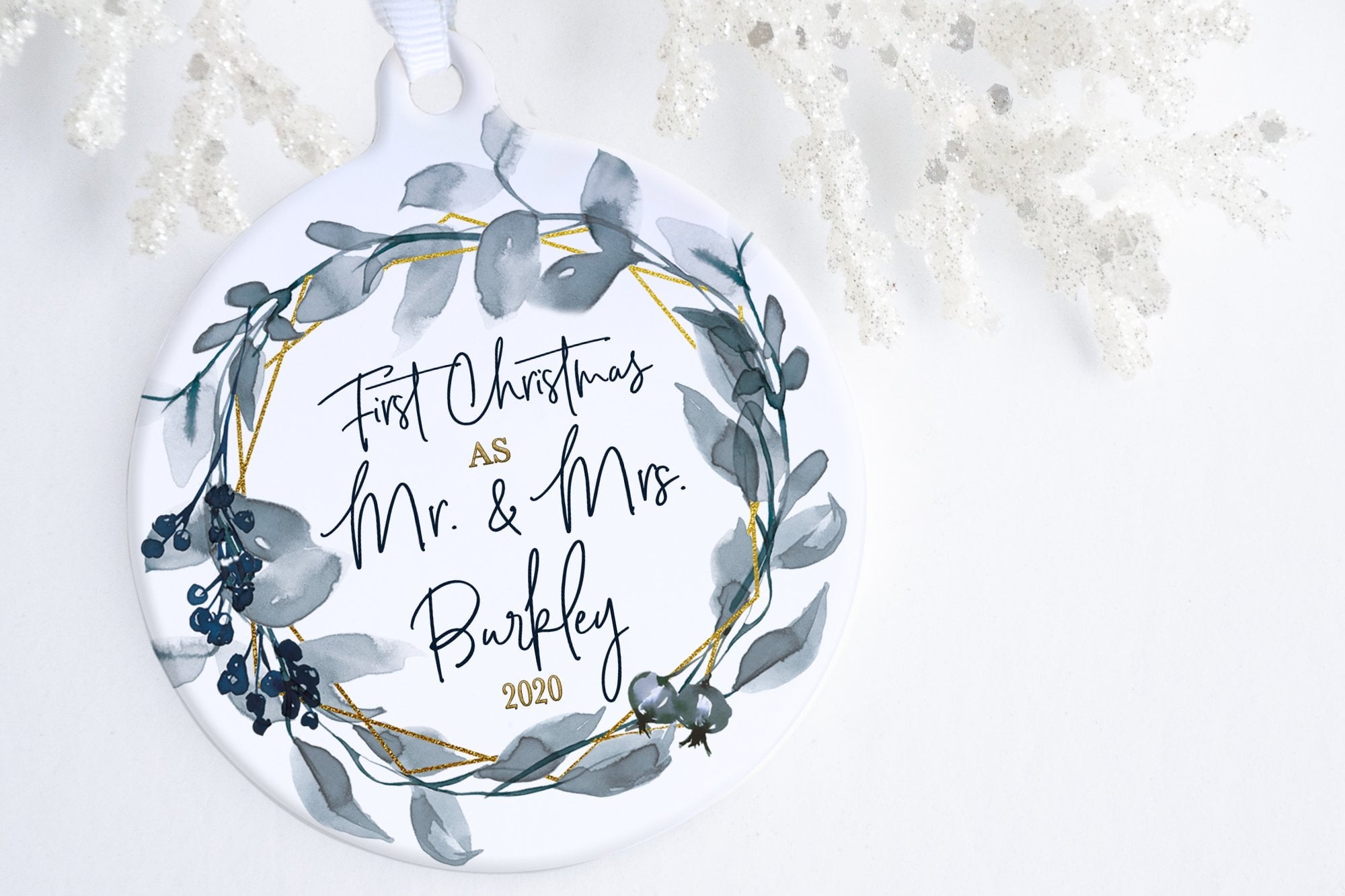 First Christmas Married Ornament | First Christmas As Mr. & Mrs. Ornament | Ollie + Hank