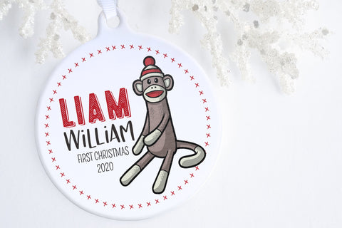First Christmas Ornament For Baby | Sock Monkey Ornament