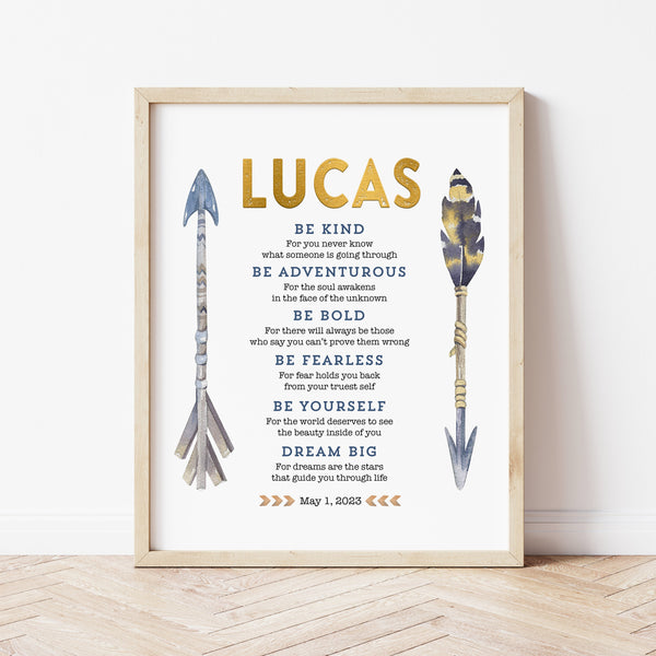 First Communion Gifts For Boys | Arrow Blessing Print | Ollie + Hank