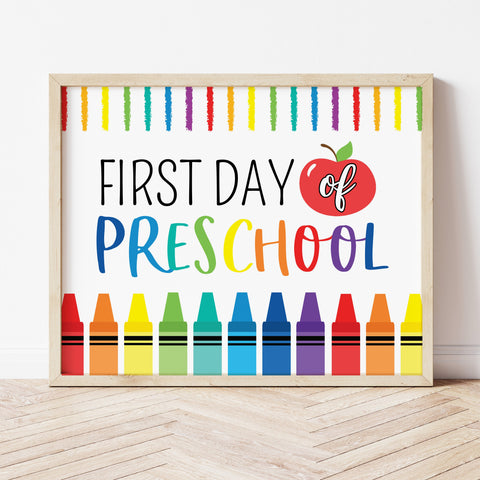 First Day Preschool Sign Printable | Back To School Signs | Ollie + Hank