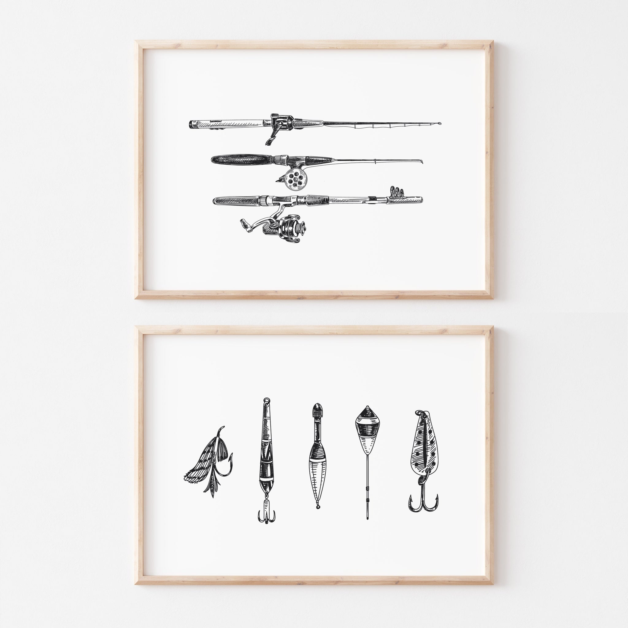 Fishing Wall Art | Rod And Tackle Print Set | Ollie + Hank
