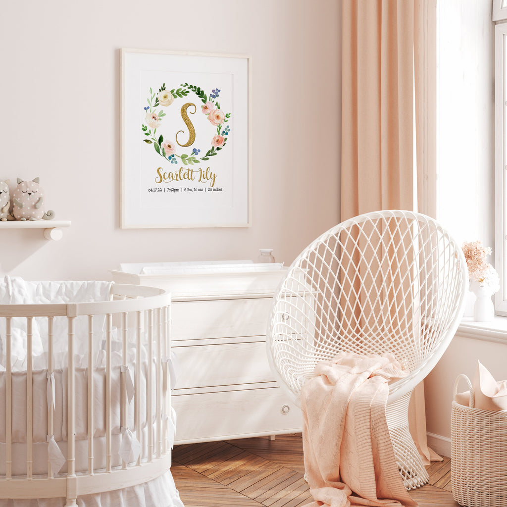 Boho Floral Name Print Ollie Hank Floral Nursery Decor