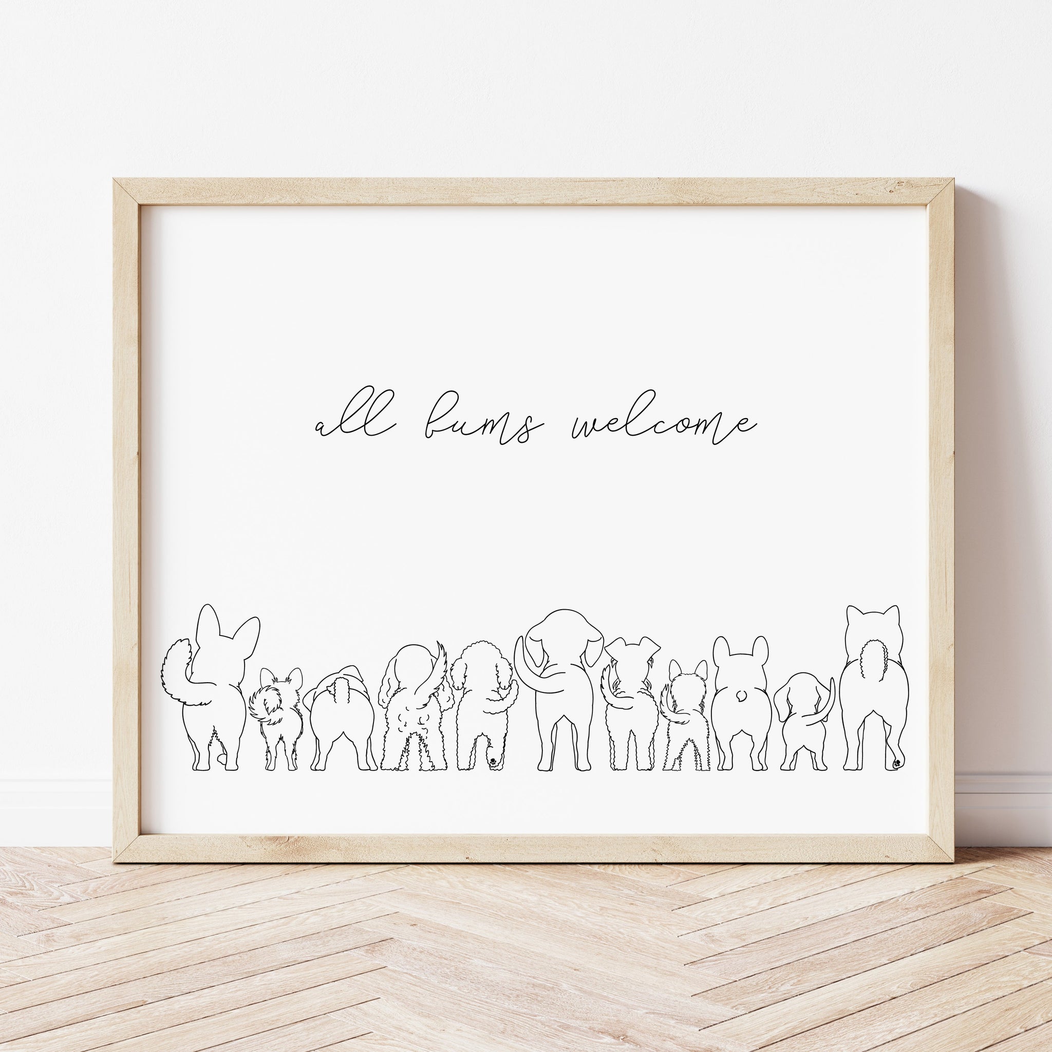 Funny Dog Art | All Bums Welcome Print | Ollie + Hank