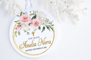 Gift For Goddaughter | Floral Blessing Baptism Ornament