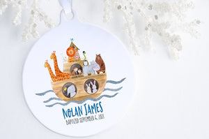 Gift For Godson Baptism | Noah's Ark Baptism Ornament | Ollie + Hank