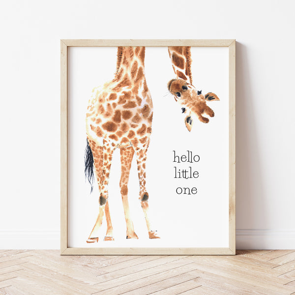 Giraffe Wall Art | Hello Little One Giraffe Print | Ollie + Hank