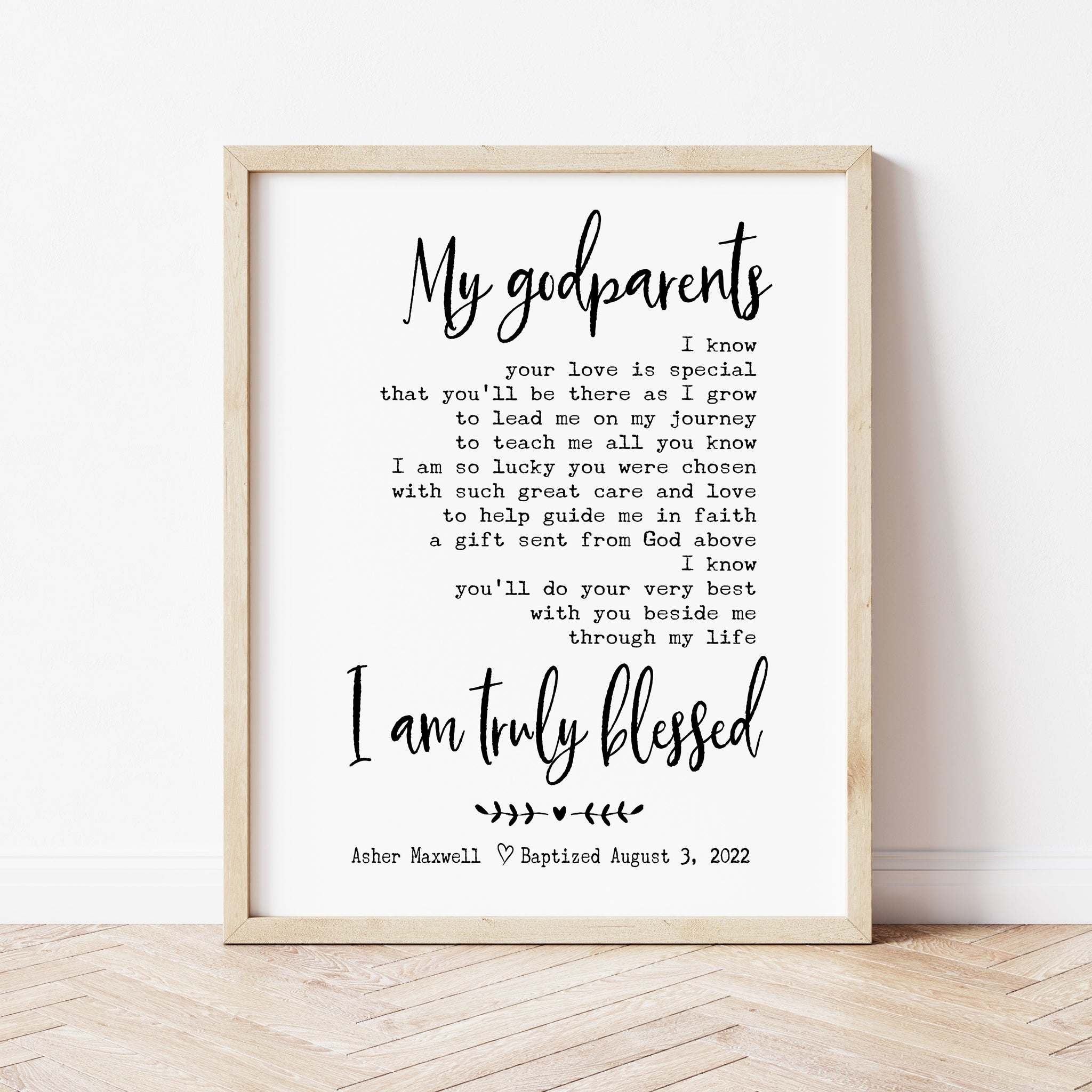 Godparent Poem | Baptism Gift For Godparents | Ollie + Hank