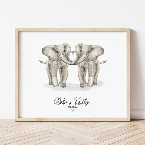Ivory Anniversary Gift | Elephant Love Print | Ollie + Hank
