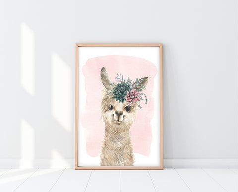 Llama Nursery Decor | Peekaboo Llama With Flowers | Ollie + Hank