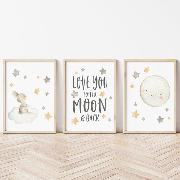 Moon And Stars Nursery Decor | I Love You To The Moon And Back Wall Art | Ollie + Hank