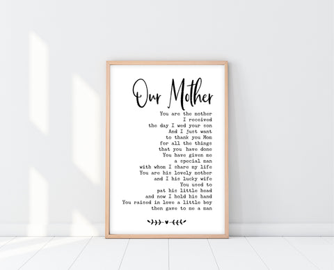 Mother Of The Groom Gift From Both | Our Mother Print | Ollie + Hank