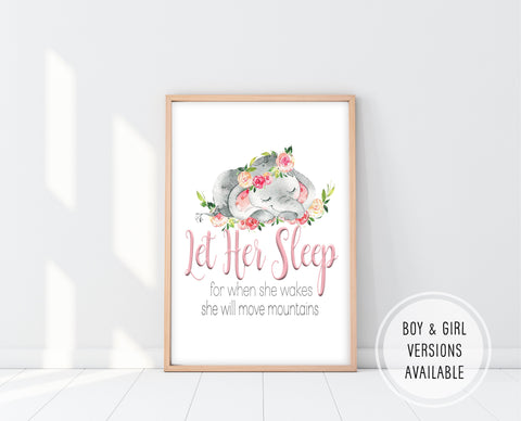 Nursery Wall Art Girl | Let Her Sleep For When She Wakes Print | Ollie + Hank