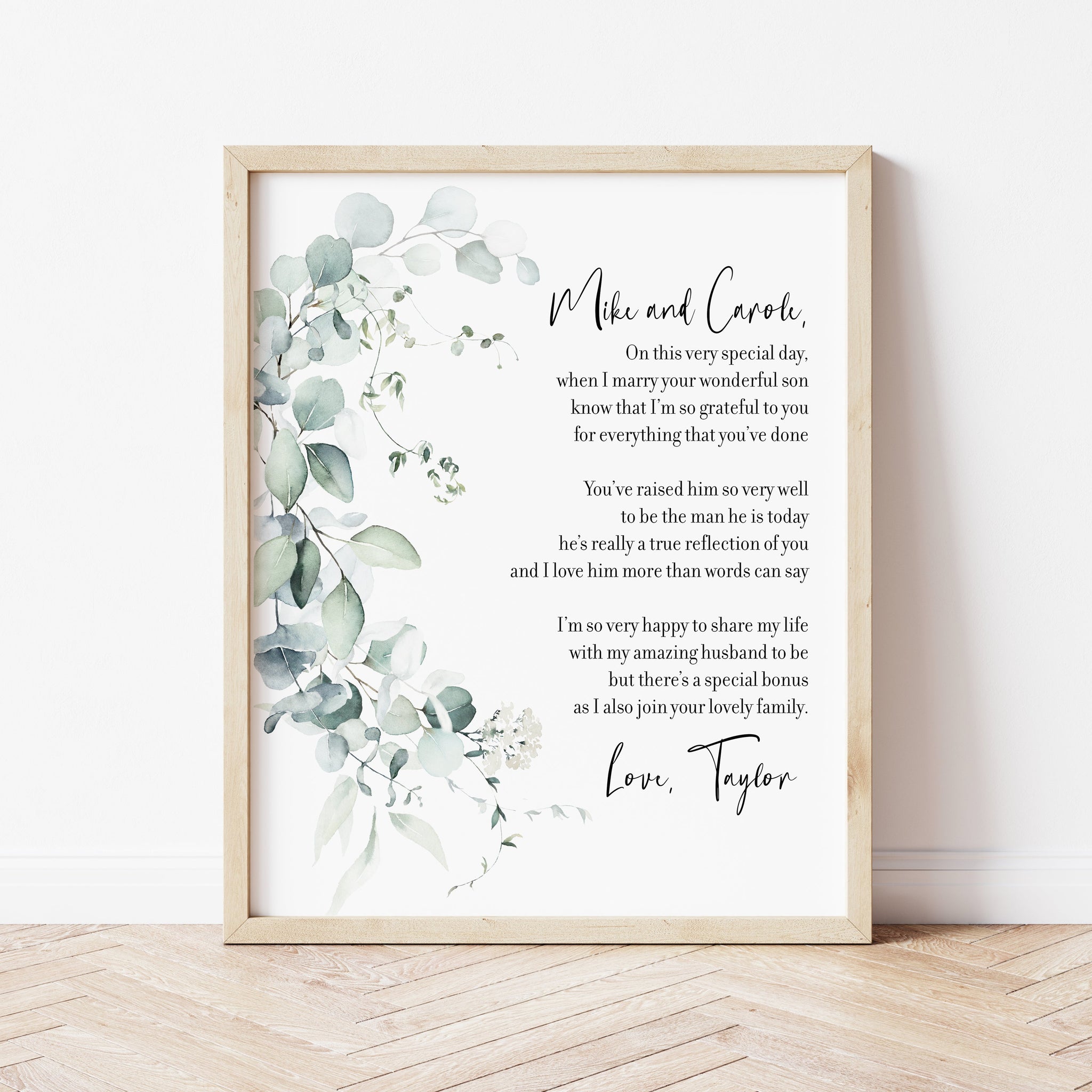 Parents Of The Groom Gifts | Parents Of The Groom Poem Print | Ollie + Hank