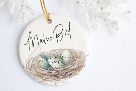 Personalized Gift For Mom | Mama Bird Ornament | Ollie + Hank