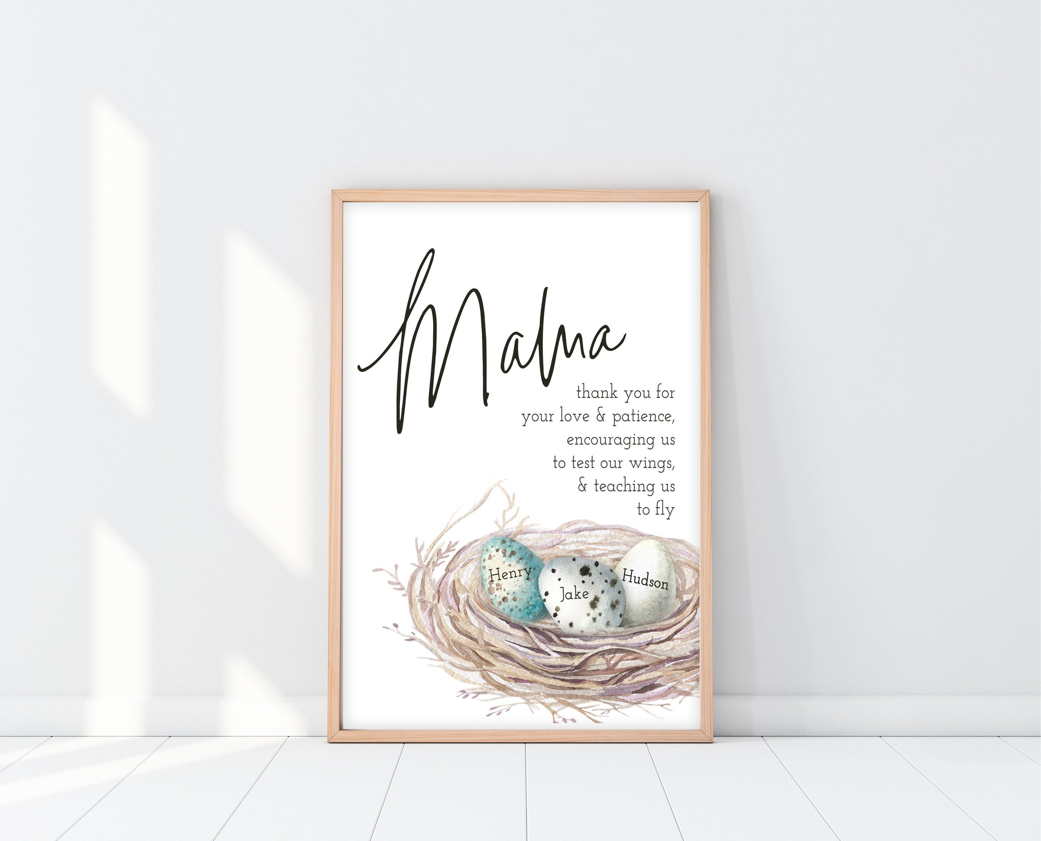 Personalized Mothers Day Gift | Mama Bird Nest Art | Ollie + Hank