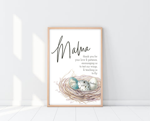 Personalized Mothers Day Gift | Mama Bird Nest Art | Ollie + Hank
