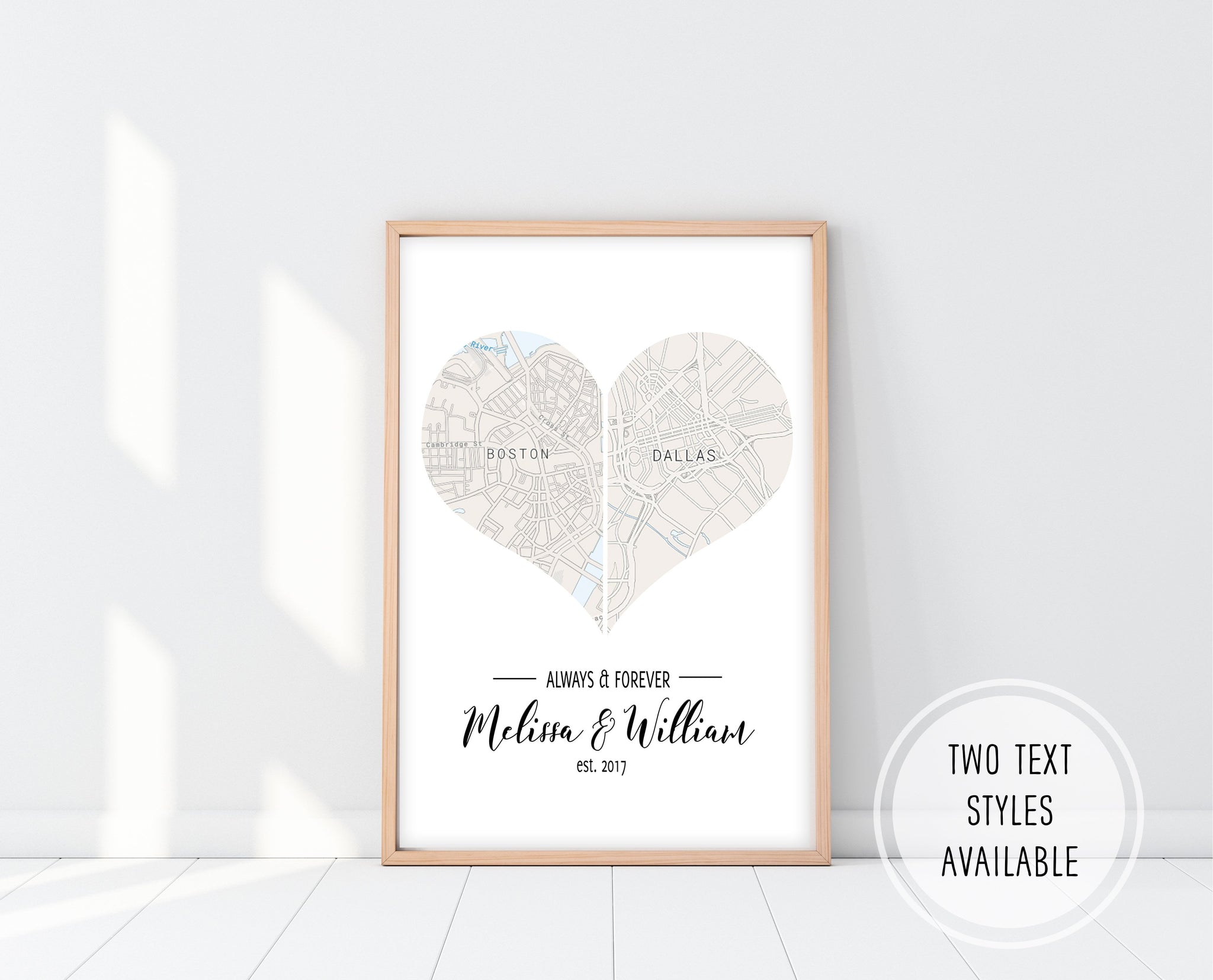 Personalized Wedding Gifts | Heart Map Print | Ollie + Hank