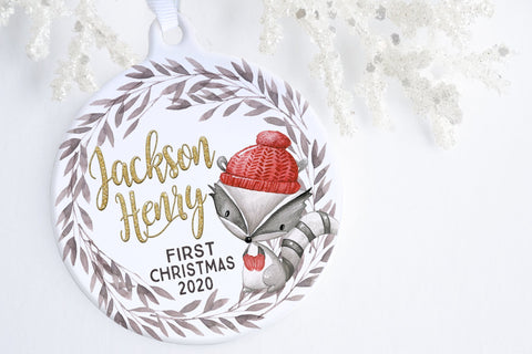 Personalized Baby Ornaments | Woodland Animal Ornament | Ollie + Hank